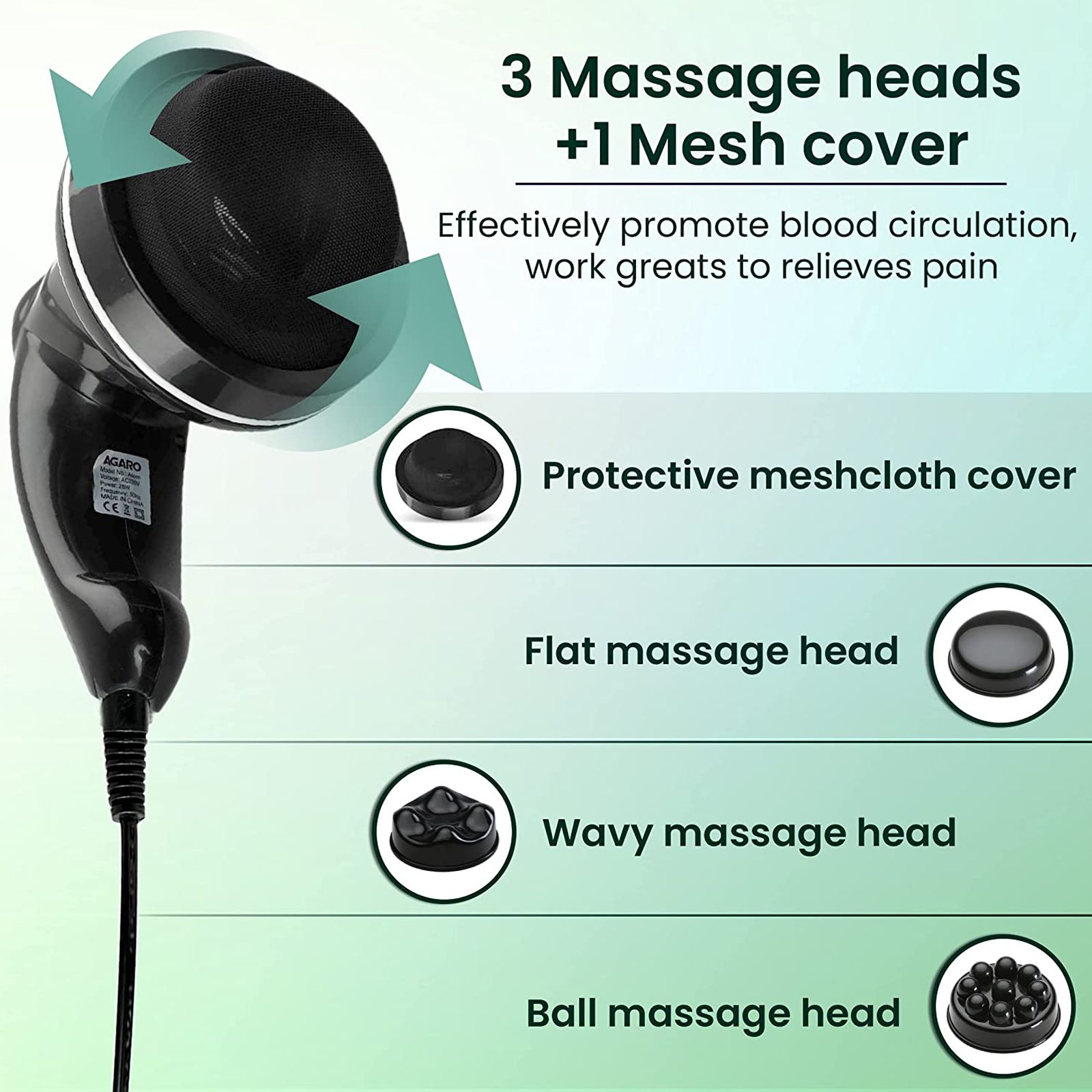 Buy Agaro Atom Full Body Massager With 3 Massage Heads 33225 Black Online Croma